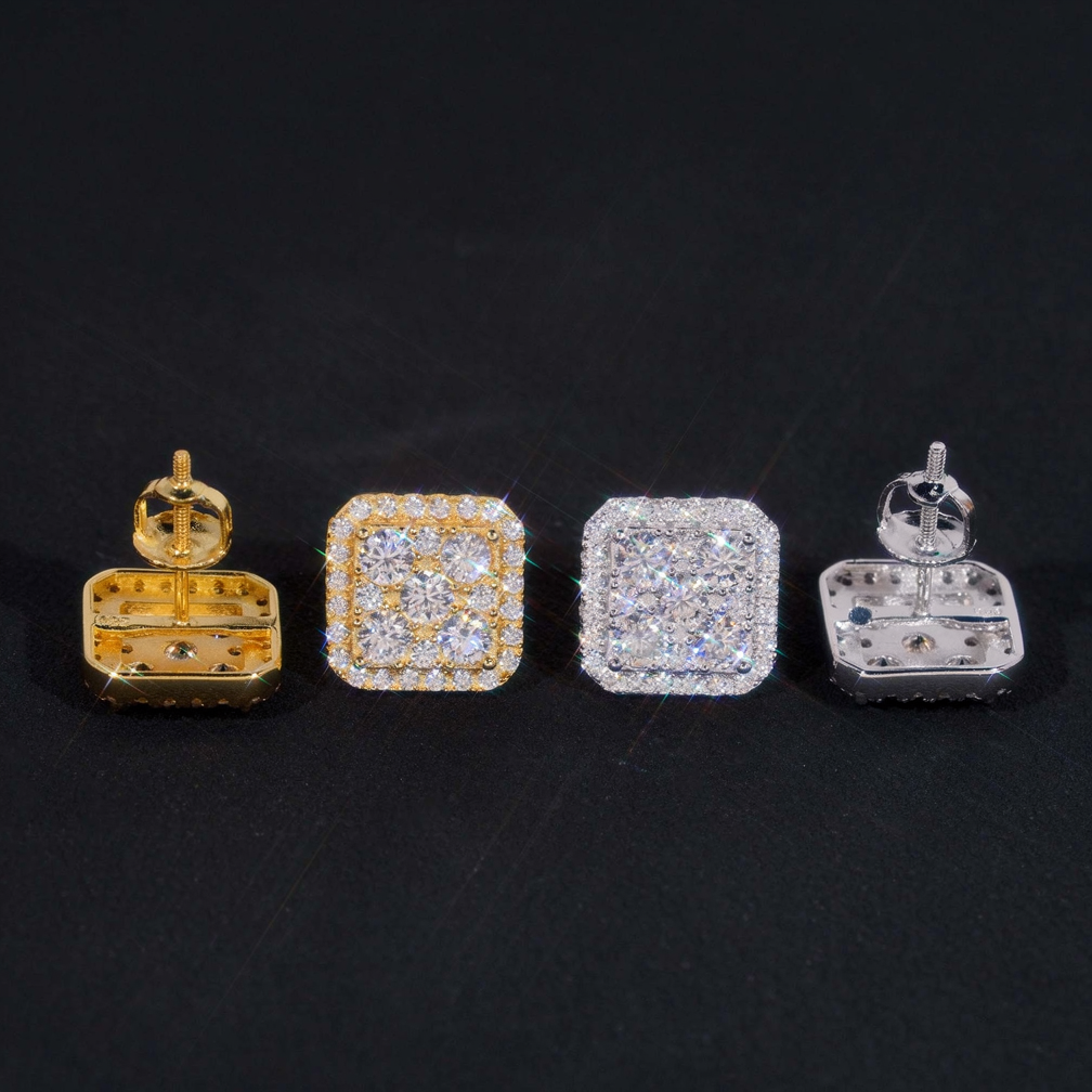 Iced Out Square Moissanite Earrings