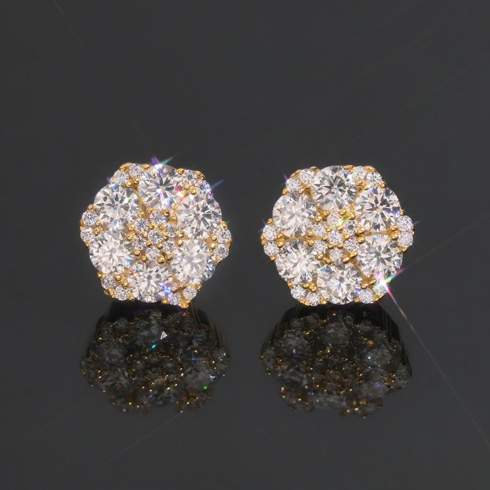 ZUANFA Cluster Moissanite Flower Earrings