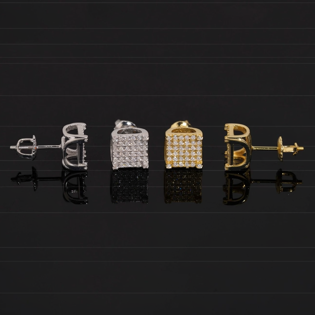 Hip Hop Square Moissanite Stud Earrings