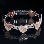 Two Tone Heart 14MM Moissanite Cuban Link Chain