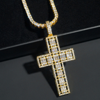 Hip Hop Iced Out Cross Baguette Diamond Pendant