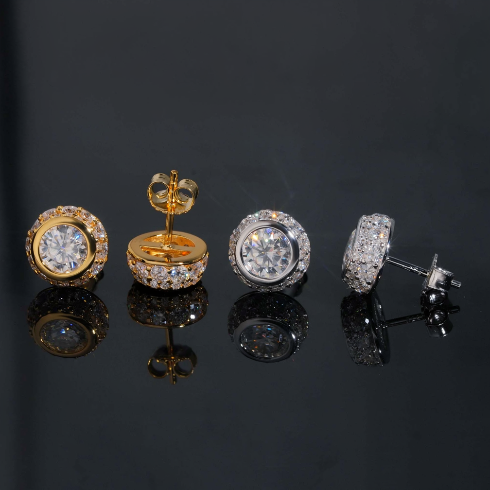 6.5mm Center Stone Bezel Setting Moissanite Earrings