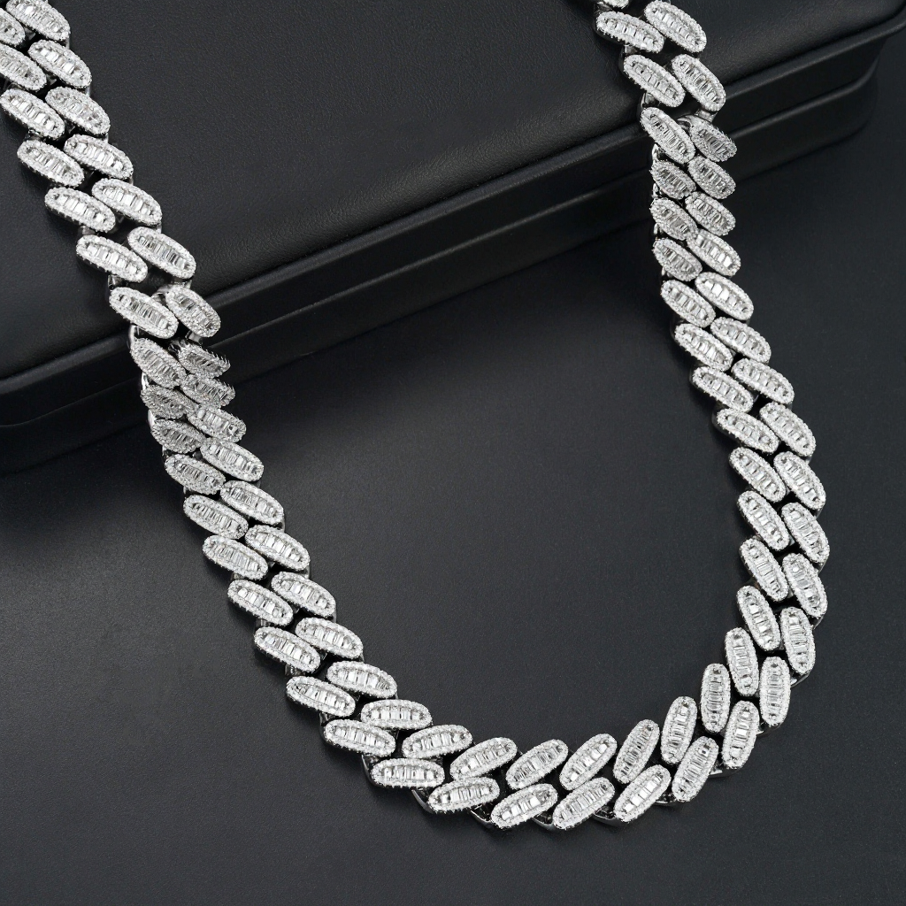 Round Cut Three Rows 16mm Moissanite Cuban Link Chain