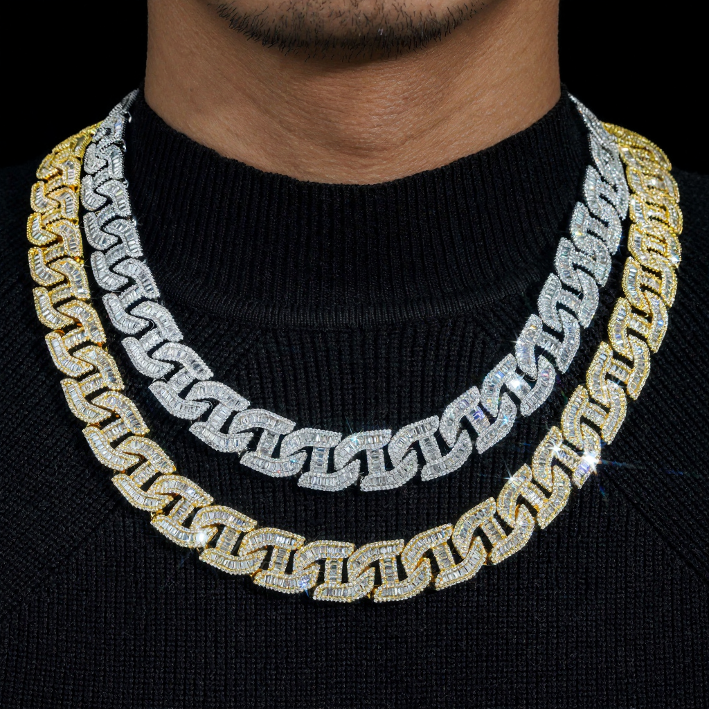 Top Quality Luxury Design 17mm Hip Hop Mens Cuban Link Chain Necklace