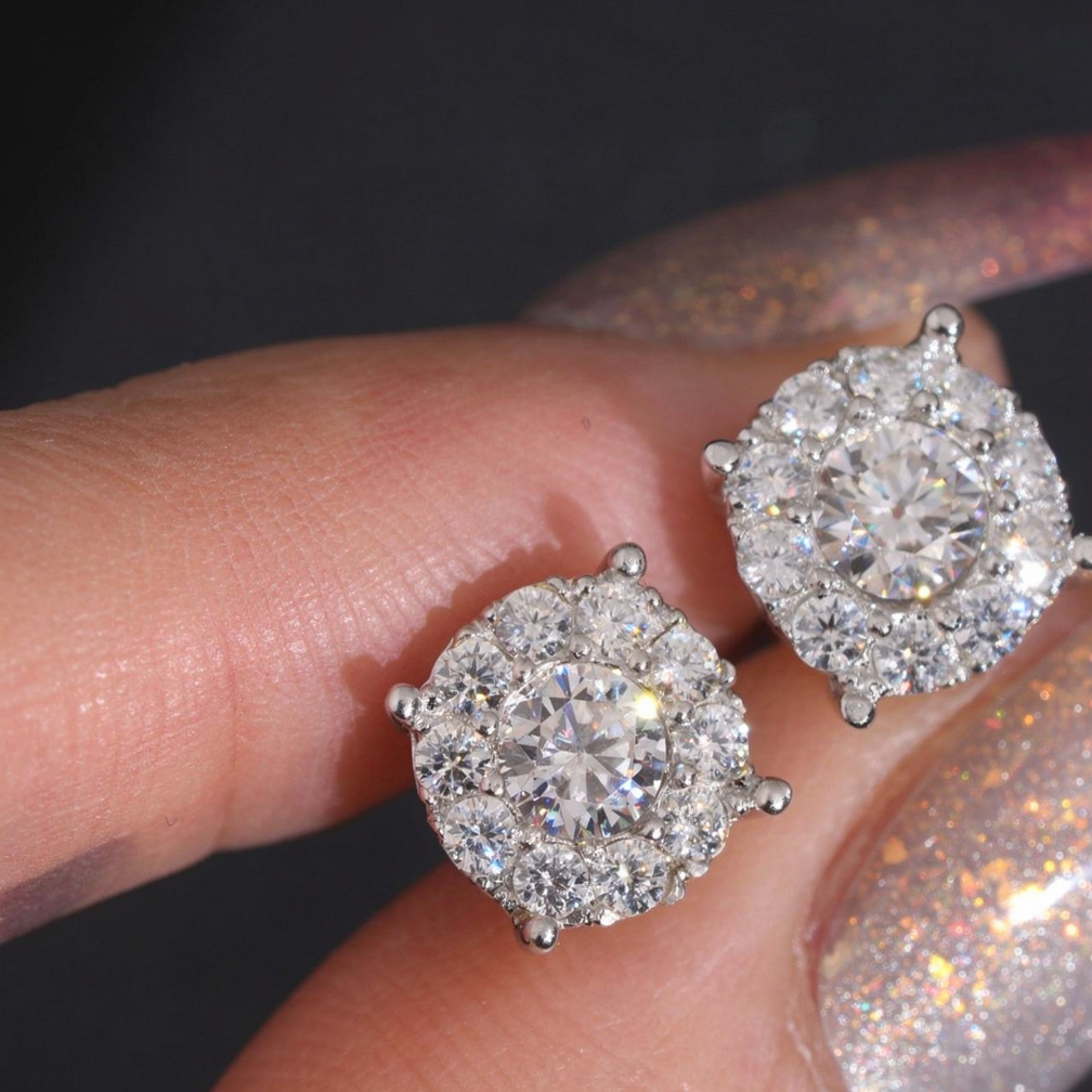 Iced Out Screw Back Moissanite Earrings