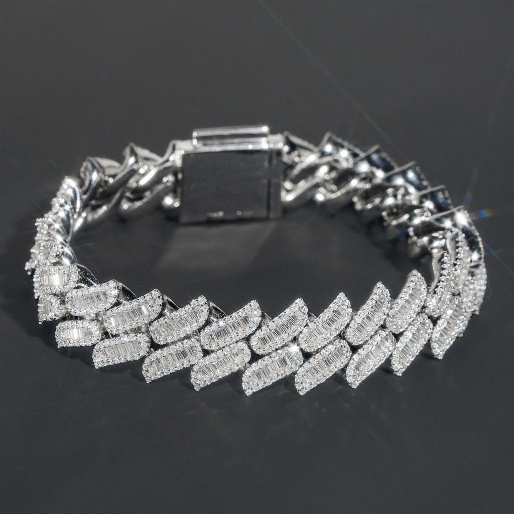 15MM Thorns Baguette Moissanite Cuban Link Bracelet