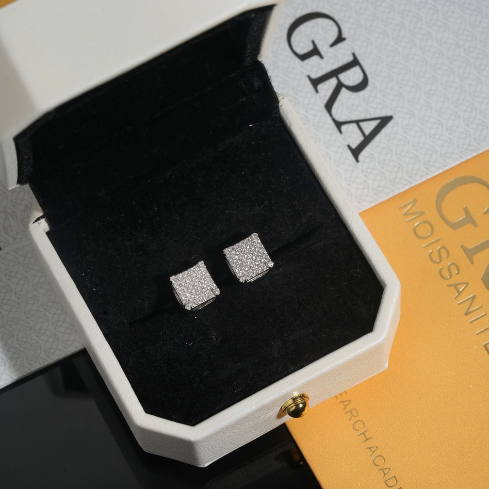 Hip Hop Square Moissanite Stud Earrings