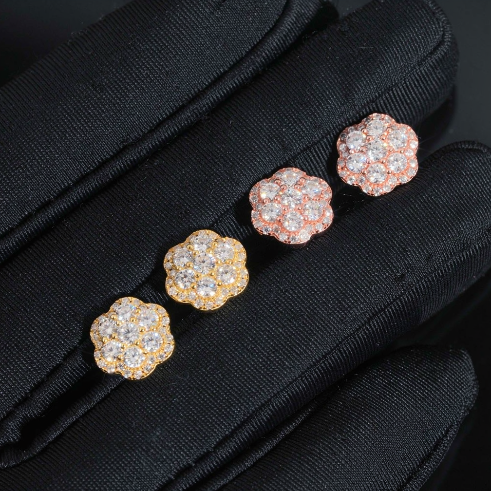 Zuanfa Moissanite Cluster Flower Earrings
