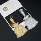Hip Hop Dollar Money Bag Moissanite Pendant 18k Gold