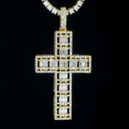 Hip Hop Iced Out Cross Baguette Diamond Pendant