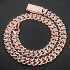 Two Tone Color Luxury 16MM 925 Sterling Silver Cuban Chain Neckalce