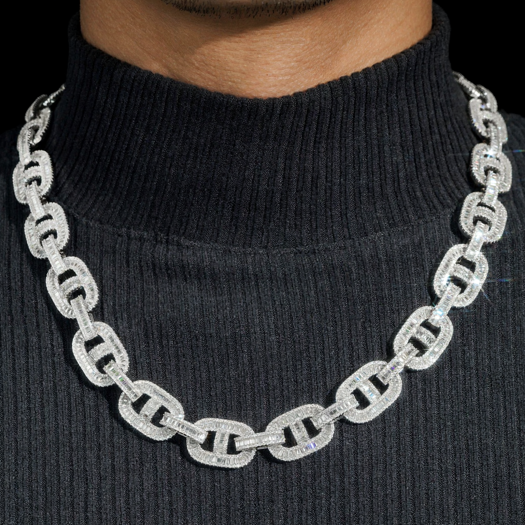 Baguette Diamond 15mm Moissanite Cuban Link Chain
