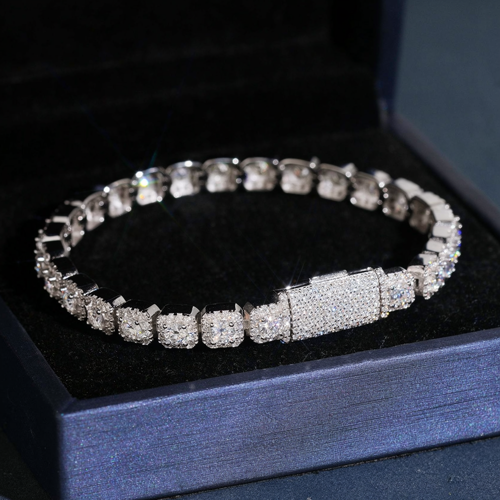 Zuanfa 6MM Moissanite Cluster Tennis Bracelet