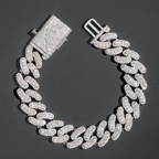 15mm width brass zircon miami cuban bracelet cuban chain