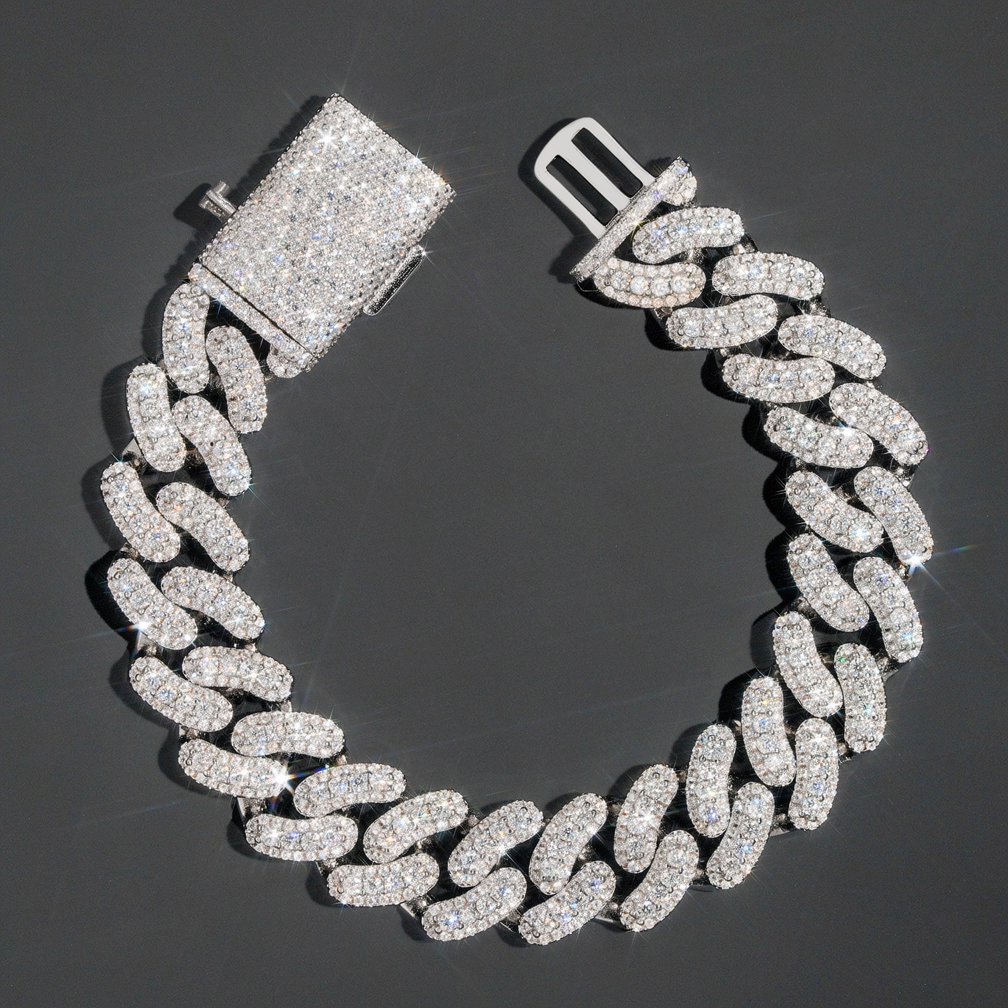 15mm width brass zircon miami cuban bracelet cuban chain