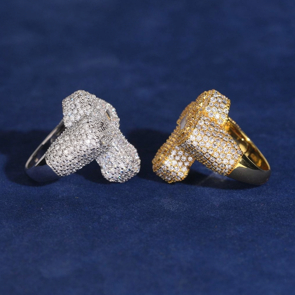 Iced Out Cross Moissanite Ring