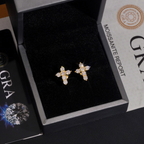 Hip Hop Style Moissanite Cross Earrings