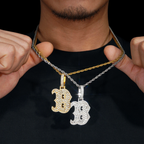 Letter B Baguette Design Moissanite Pendant 18k Gold
