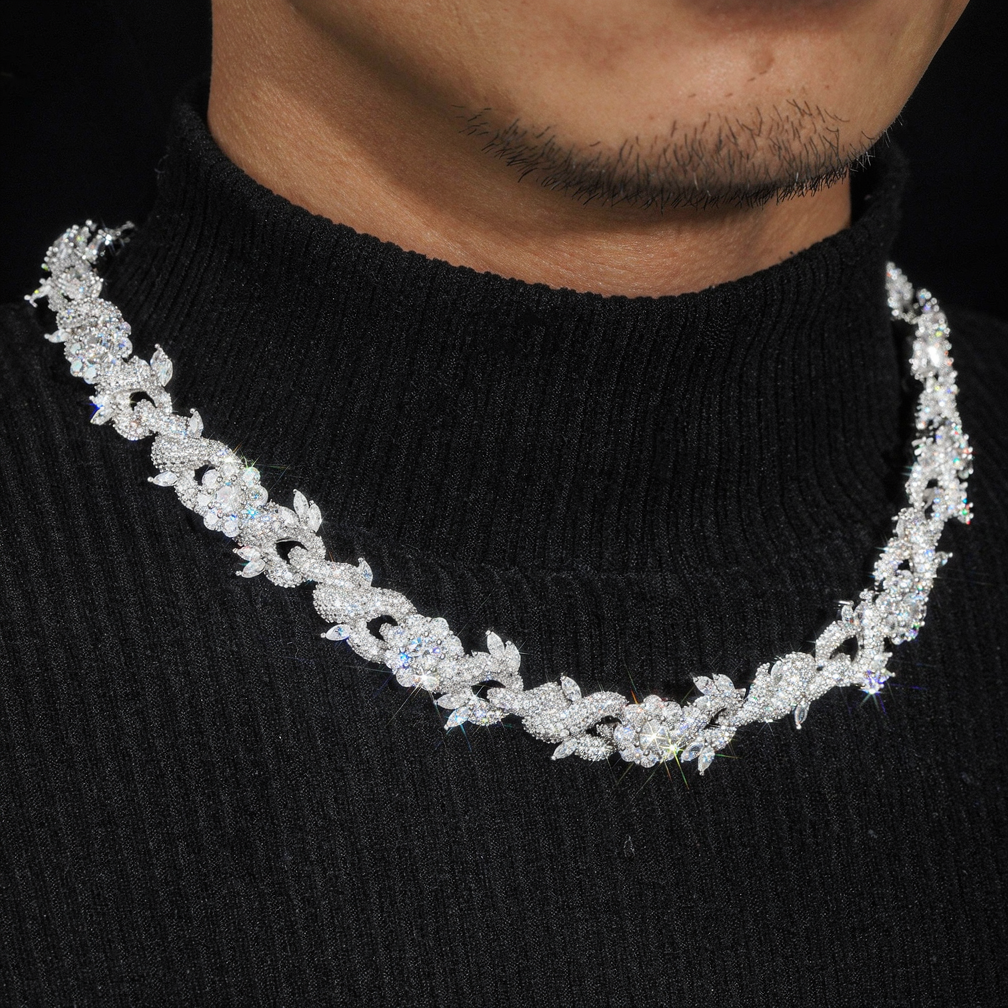 Top Quality Pass Diamond Tester Silver Gold Plated 15MM Cuban Link Chain