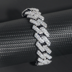 18MM Two Rows Moissantie Cuban Link Bracelet