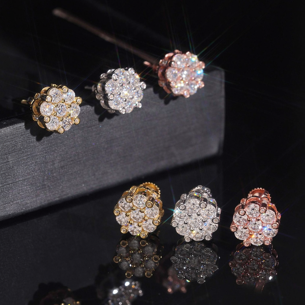 Zaunfa Luxury Flower Shape Moissanite Earrings