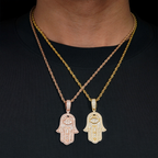 Iced Out Moissanite Evil Eye Hamsa Hand Pendant