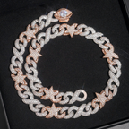 15mm Two Tone Diamond 18k Gold Plated Star Cuban Link Chain