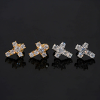 Zuanfa Iced Out Moissanite Cross Earrings