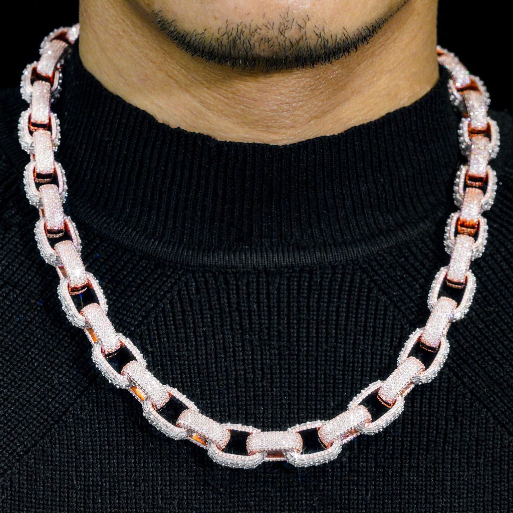 New Design 13MM Mixed Baguette Moissanite Cuban Link Chain