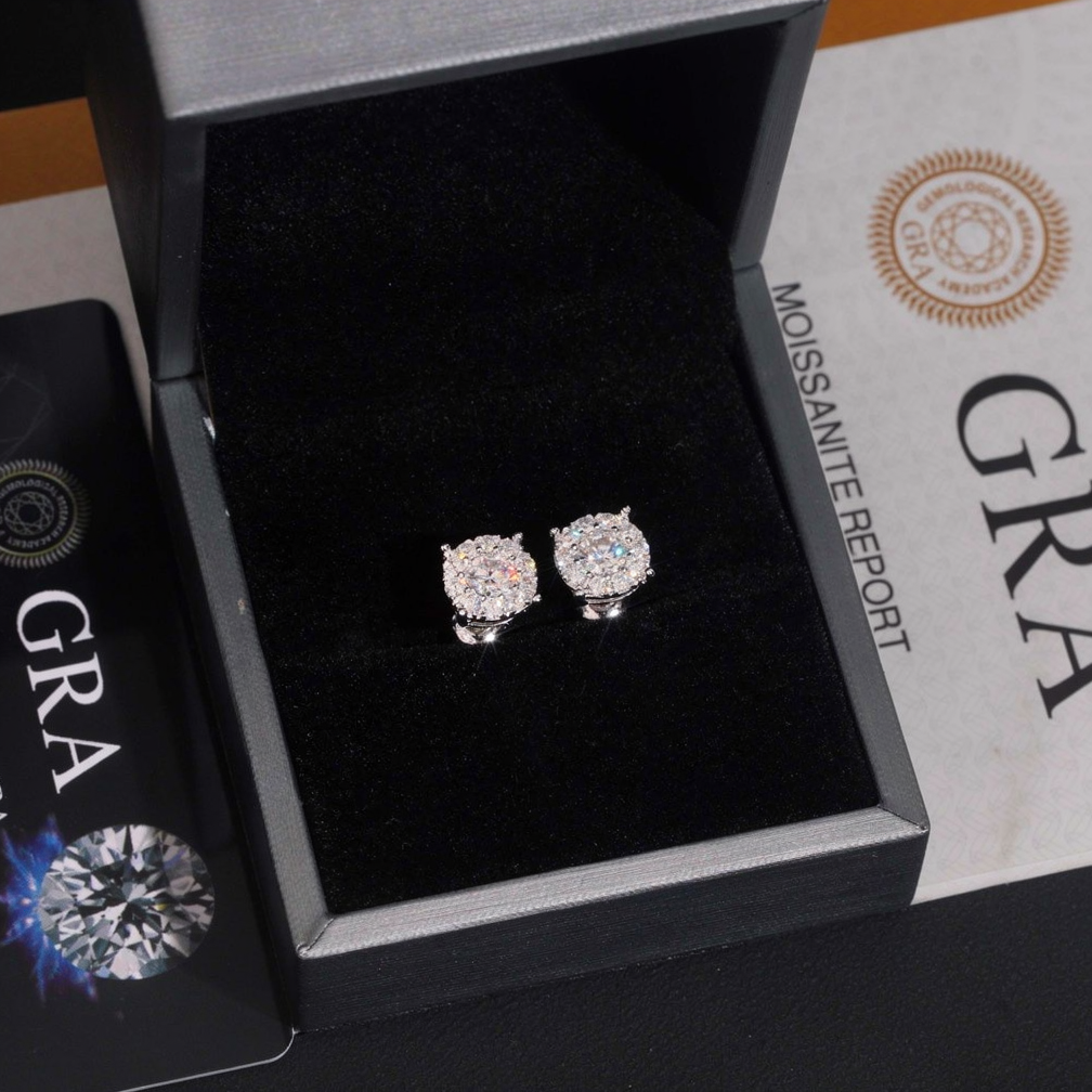 Iced Out Screw Back Moissanite Earrings