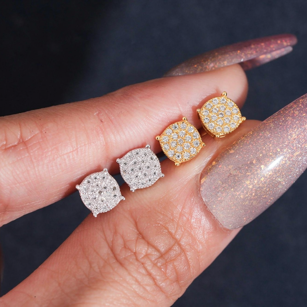 Hip Hop Iced Out Moissanite Stud Earrings