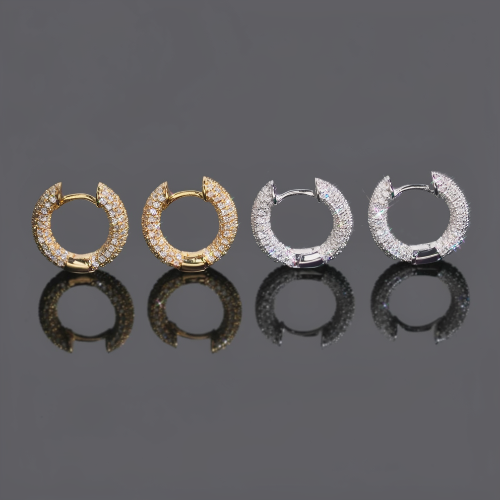 Hip Hop Moissanite Hoop Earrings
