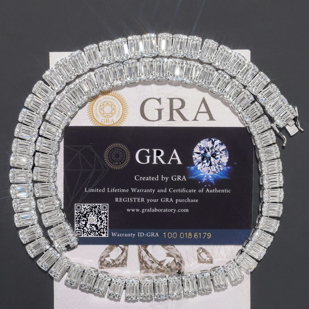 Baguette Diamond Luxury 10MM Moissanite Tennis Necklace