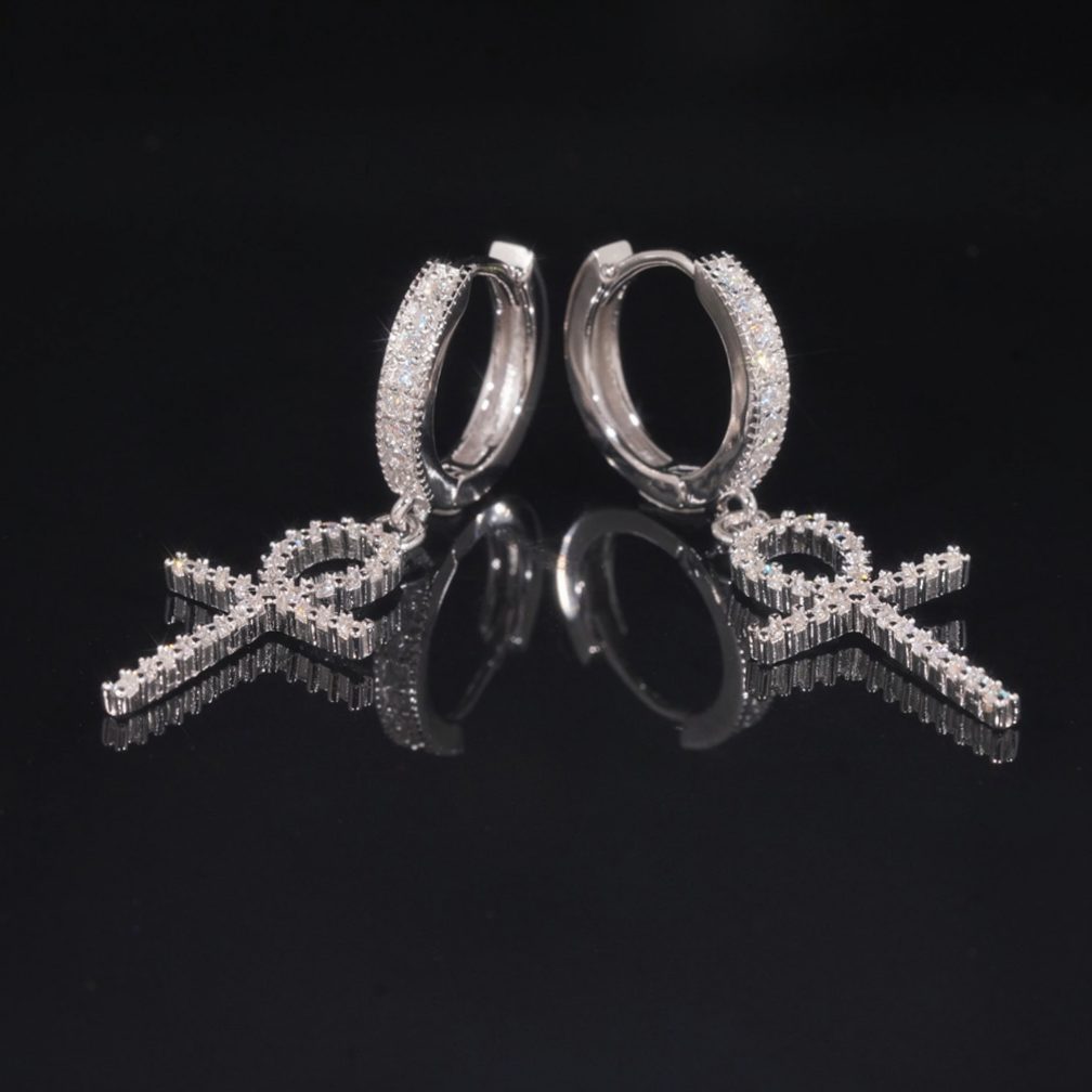 925 Silver VVS Moissanite Cross Classic Earrings