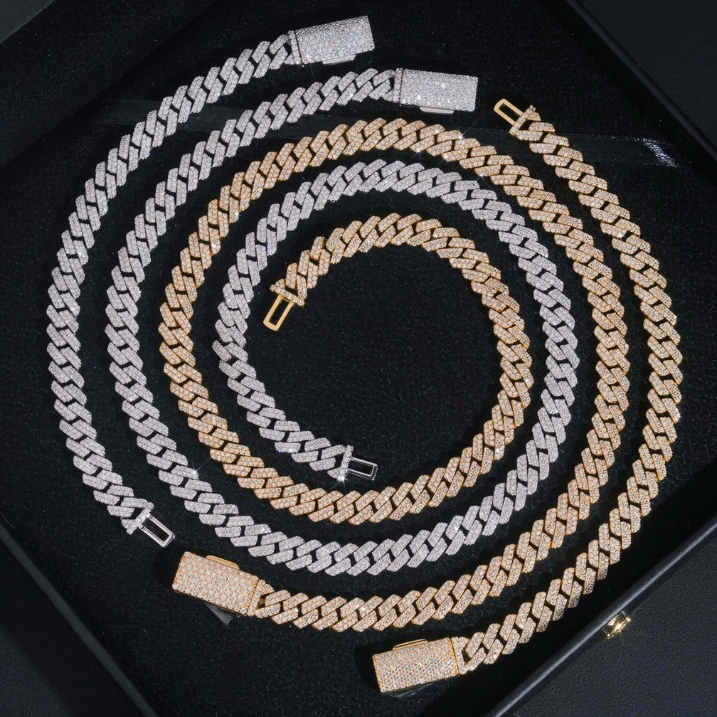 8mm Two Rows Moissanite Cuban Link Brecelet