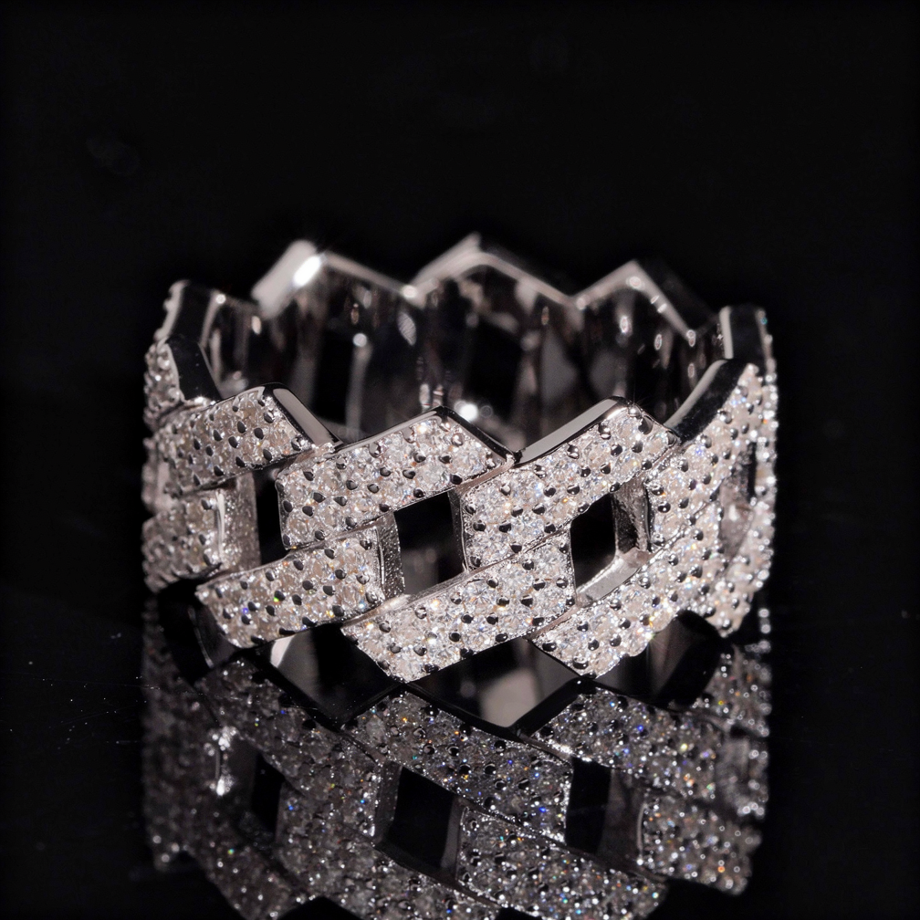 Hip Hop Style Full Pave Moissanite Ring