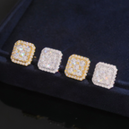 Iced Out Square Moissanite Earrings