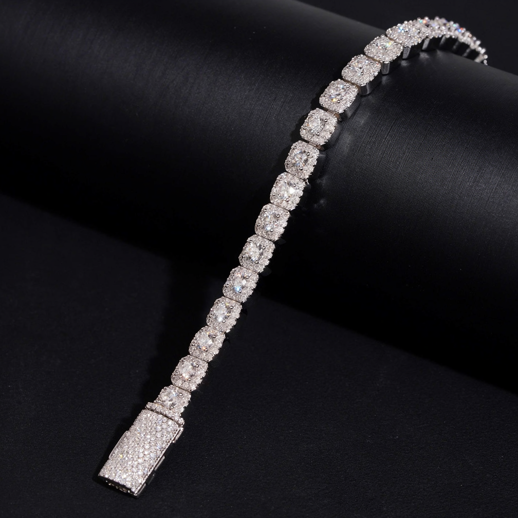 Zuanfa 6MM Moissanite Cluster Tennis Bracelet