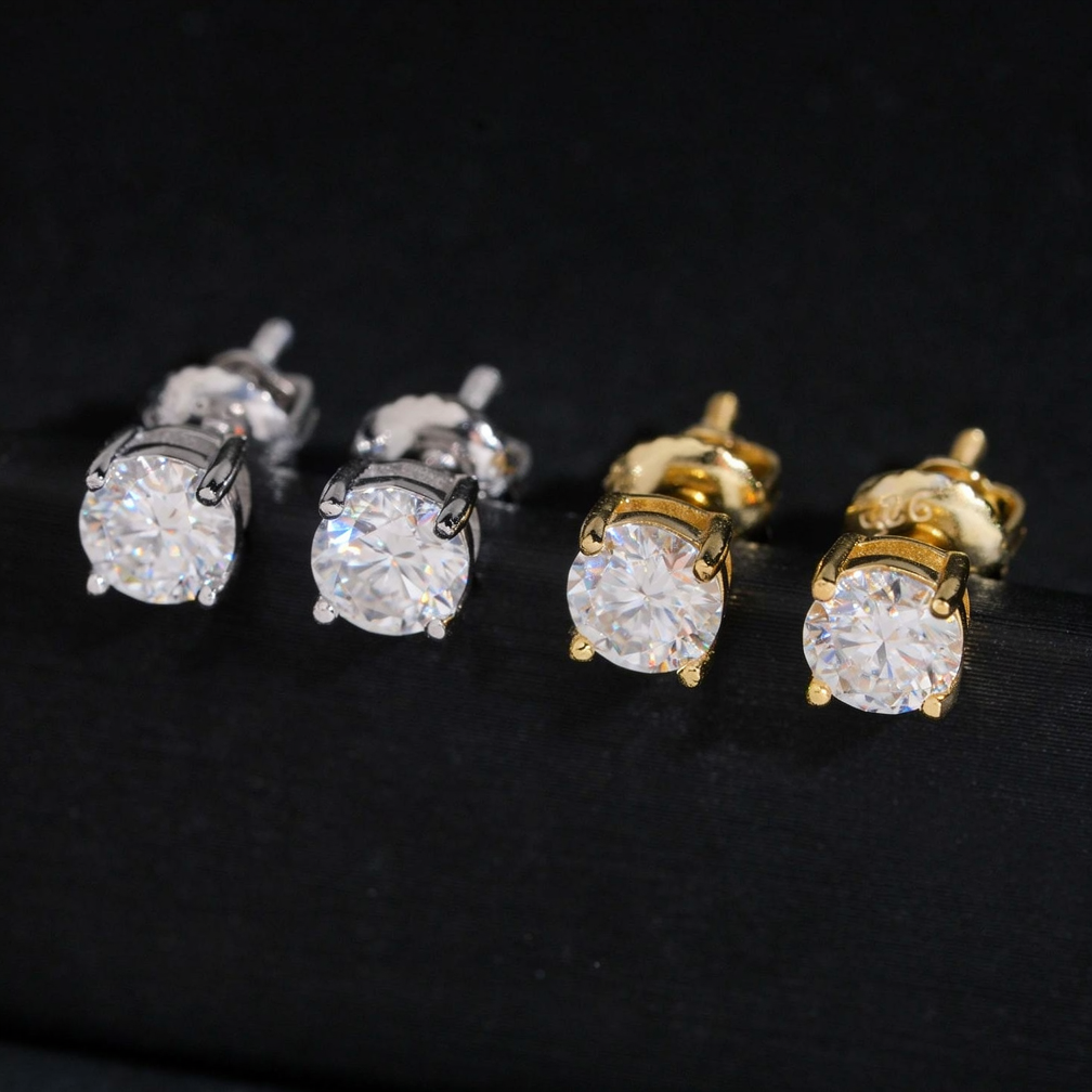 5.0mm Moissanite Solitaire Stud Earrings