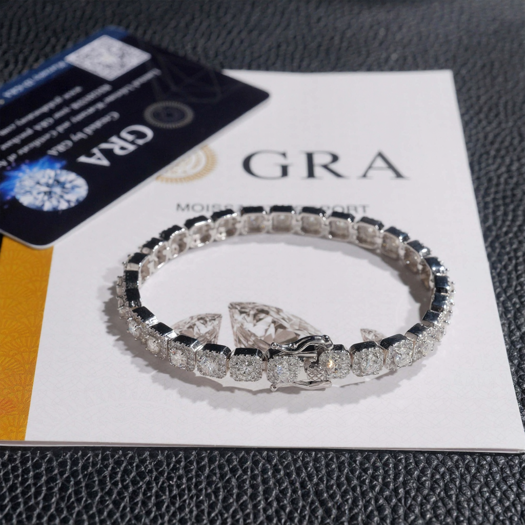 Iced Out 6MM Moissanite Cluster Tennis Bracelet