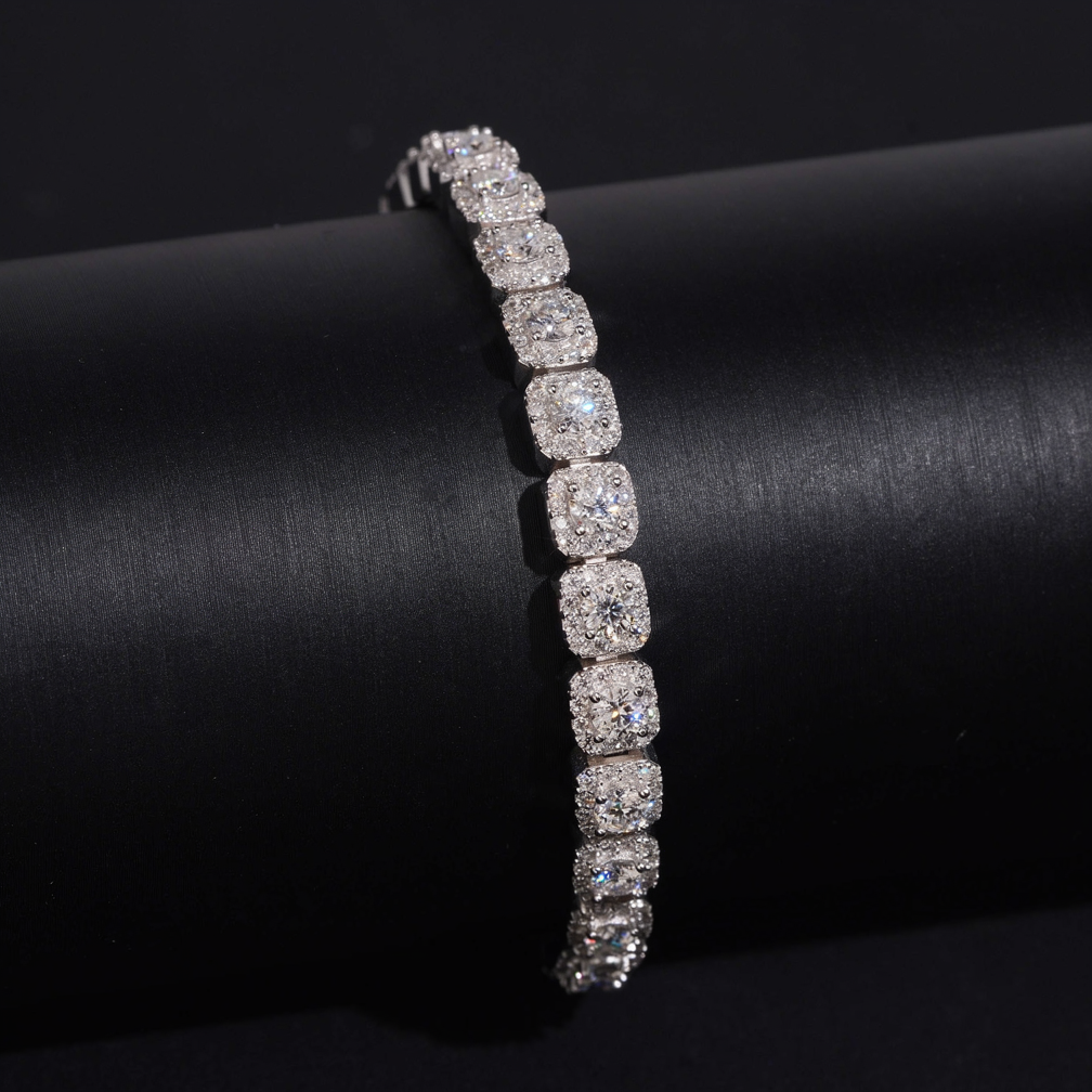 Zuanfa 6MM Moissanite Cluster Tennis Bracelet