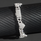 Popular Thin 8mm Baguette Heart 925 Silver Moissanite Diamond Cuban Bracelet