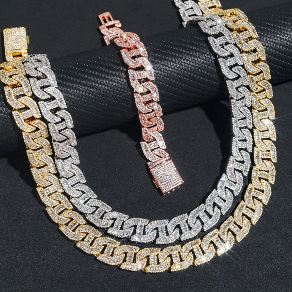 Top Quality Luxury Design 17mm Hip Hop Mens Cuban Link Chain Necklace
