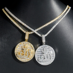 Round Plate 18k Gold Diamond Pendant