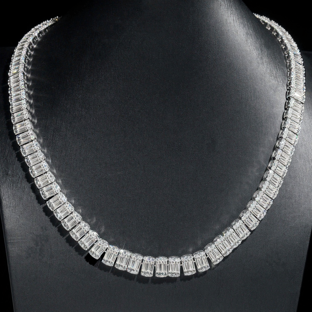 Baguette Diamond Luxury 10MM Moissanite Tennis Necklace