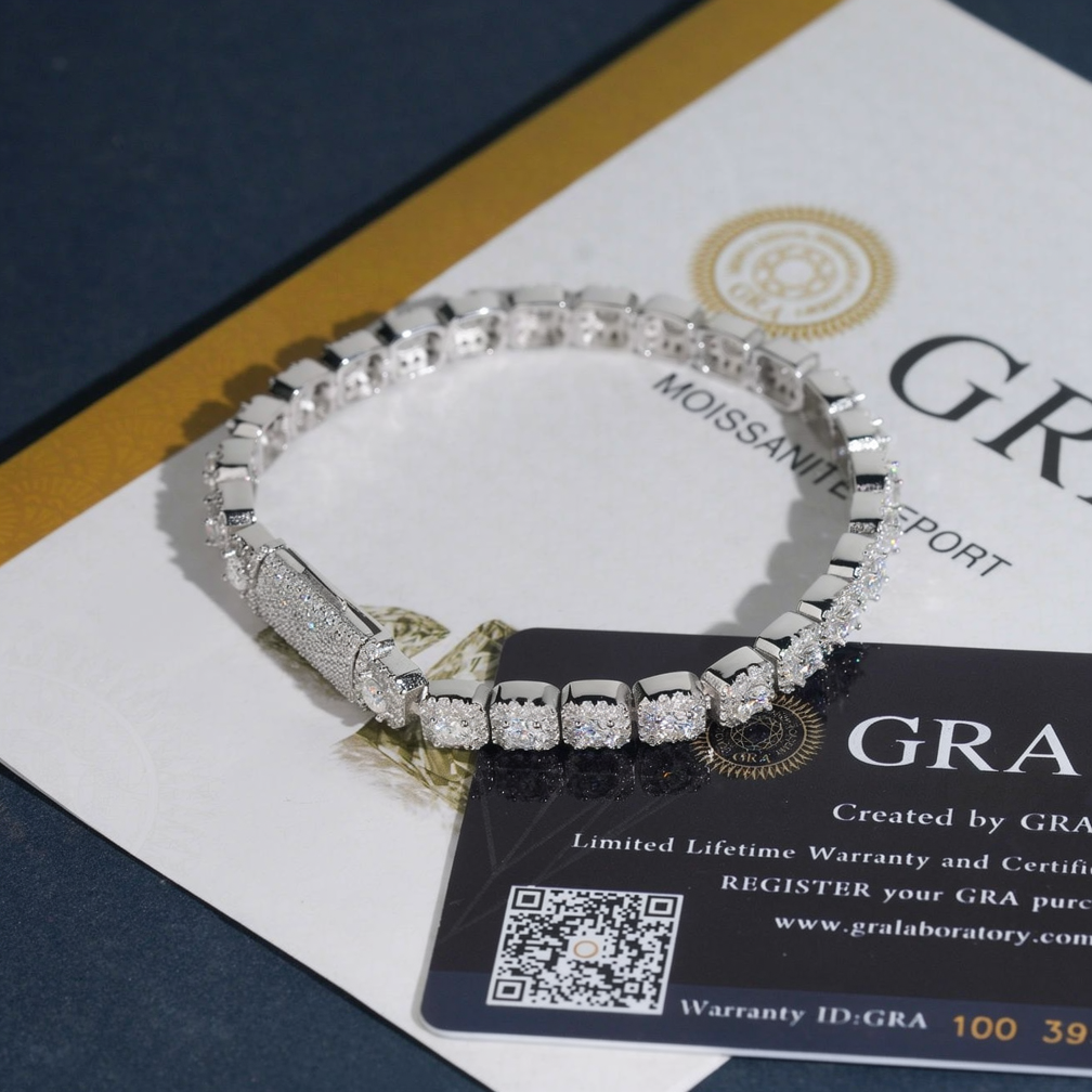 Zuanfa 6MM Moissanite Cluster Tennis Bracelet