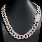 Heavy 20mm Hip Hop Two Tone Moissanite Cuban Link Chain