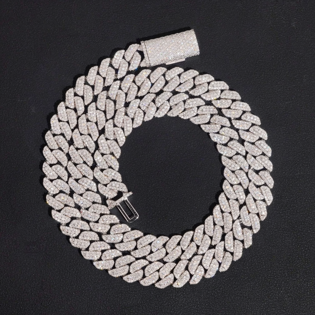 10MM 3 Rows Moissanite Cuban Link Chain