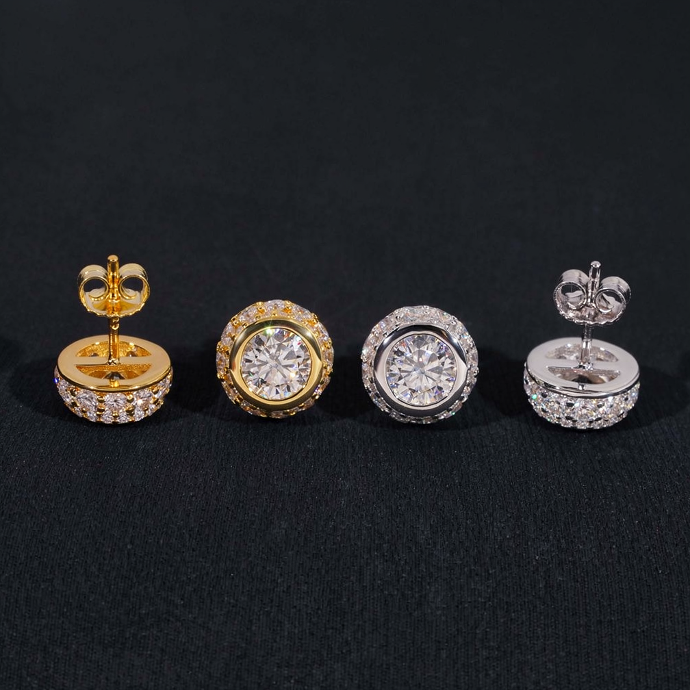6.5mm Center Stone Bezel Setting Moissanite Earrings