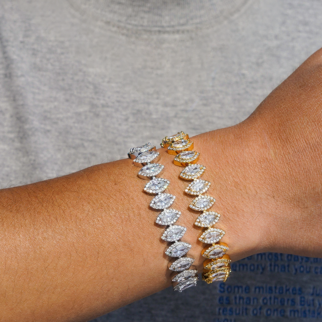 Luxury Marquise Diamond 18k Gold Plated Cuban Link Bracelet